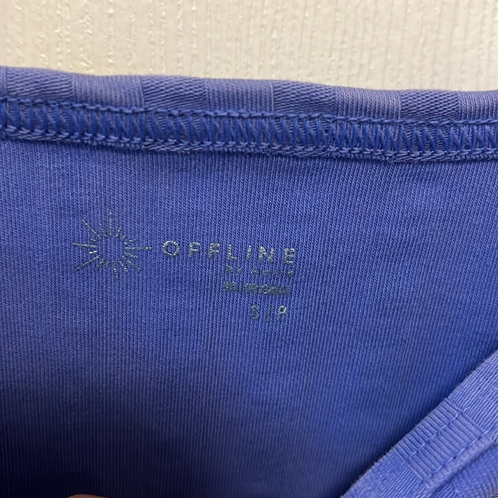 Light Purple Cotton Blend Short Sleeve Crop Top Offline Aerie - Picture 2 of 5